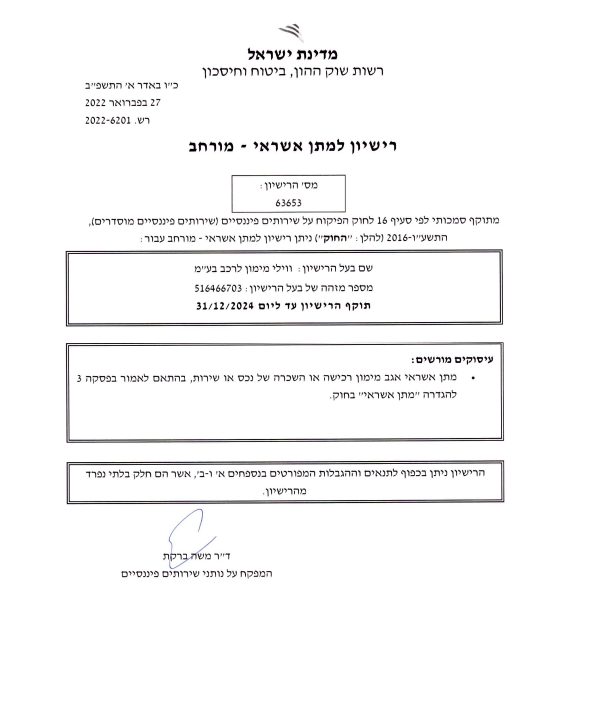 רישיון מתן אשרי מורחב 1